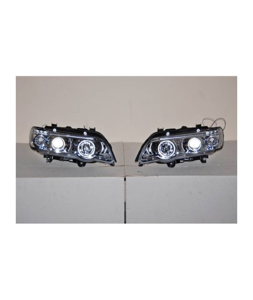 Set De Phares Avant Angel Eyes BMW X5 2001 Chromé solde