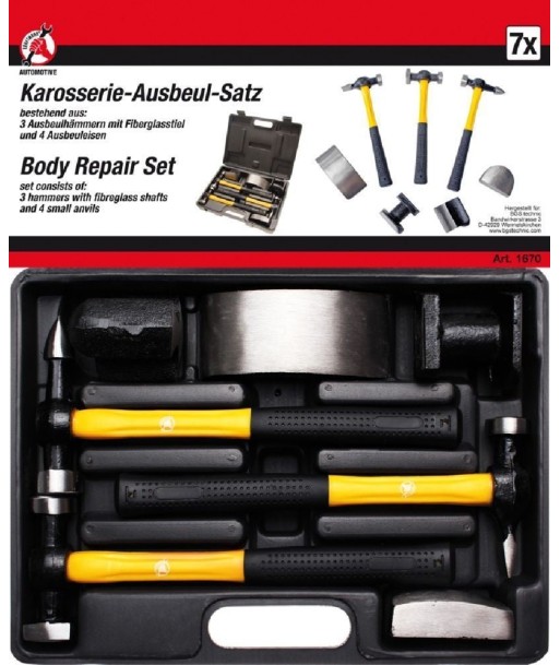 Kit de tas et marteaux de carrosserie- 7 pcs le des métaux précieux