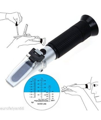 Réfractomètre automatique voiture : acide de batterie, antigel glycol, fluides frigorigènes est présent 