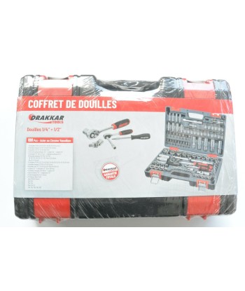 Coffret de douilles 1/2” + 1/4”, 108 pièces, chrome vanadium  DRAKKAR 15101 Neuf de votre